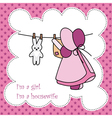 Baby girl arrival announcement card vector image