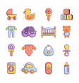 Baby born icons set cartoon style Baby born icons set cartoon style vector image
