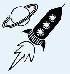 Rocket ship and planet saturn Rocket ship and planet saturn vector image