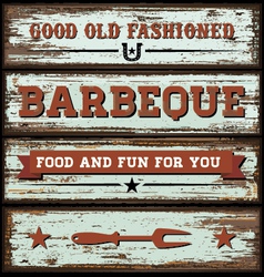 Vintage BBQ Wooden Sign vector image