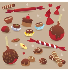 Set of sweet chocolate candy vector image