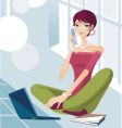 Technology lifestyle girl vector image