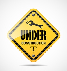 Under construction sign black and yellow vector image