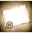 Antique compass at burned paper vector image