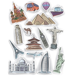 Travel and vacation stickers set vector image