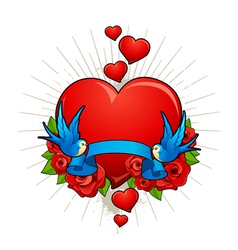 Hearts with birds vector image