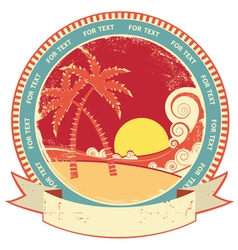 Sea waves and island vintage vector image