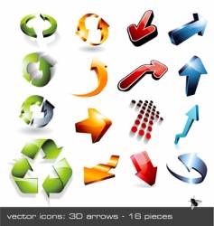 Icon set 3d arrows vector image