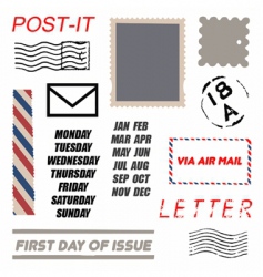 Postal element set vector image