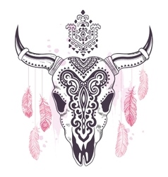 Tribal animal skull with ethnic vector image
