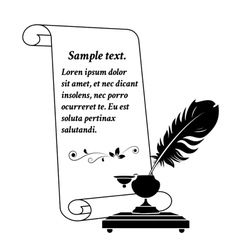 Scroll paper and inkwell vector image