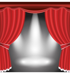 Theater stage with open red curtain and spotlight vector image