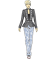 Fashion sketch of woman in military jacket vector image