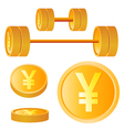 Dumbbell of golden discs with yen vector image