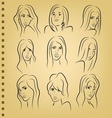 Woman face on paper vector image