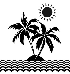 Palm trees and sun design elements vector image