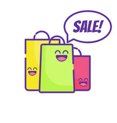Sale cute market bag thin line icon art Sale cute market bag thin line icon art vector image