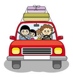 Family goes on holiday by car vector image