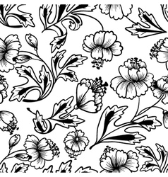 Floral lineart seamless pattern vector image