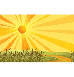 A sunset scenery at the hills vector image