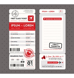 Modern Boarding Pass Ticket Wedding Invitation vector image