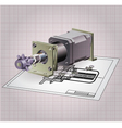Machine engine assembly vector image