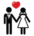 Wedding married couple icon vector image