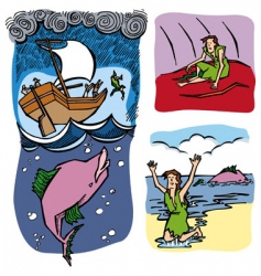 Jonah and the whale vector image