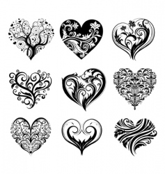 Set of 9 tattoo hearts vector image