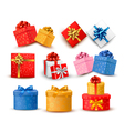 Set of colorful gift boxes with bows and ribbons vector image