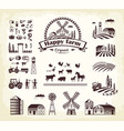 Set of happy farm organic production cartoon style vector image