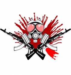 Gas mask gun and blood vector image