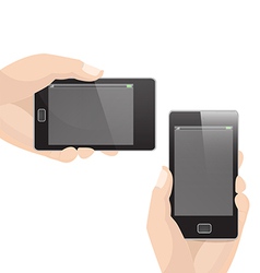 Vertical and Horizontal Smart Phone with Hand vector image