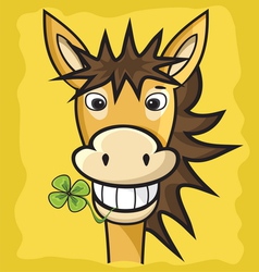 Donkey with clover vector image