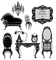 Set of antique furniture - isolated black silhouet vector image