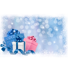 Christmas background with gift boxes and ribbons vector image