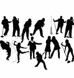 Singer silhouettes vector image