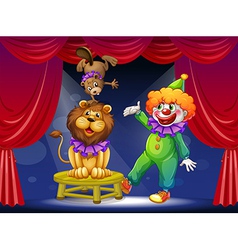 A clown with animals at the stage vector image