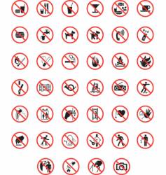 Prohibited warning signs vector image