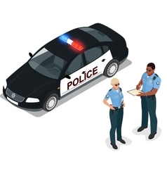 Flat 3d isometric police car and Flat 3d isometric police car and vector image