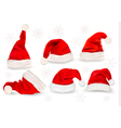 Big collection of red santa hats vector image