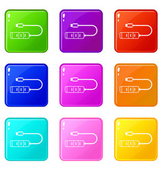 Usb adapter connectors icons 9 set vector image