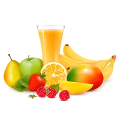 Fresh color fruit and juice vector image