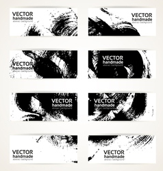 Set of abstract black drawn by brush banner vector image