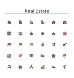 Real Estate Colored Line Icons vector image