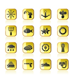 Marine and sea icons vector image
