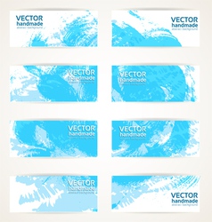 Set of abstract blue drawn by brush banners vector image
