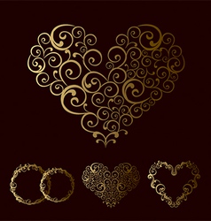 Tracery wedding love heart vector image