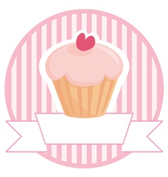 Cupcake button logo or wedding invitation card vector image