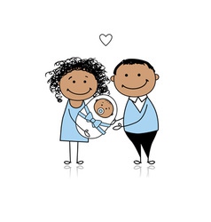 Happy parents with newborn baby vector image